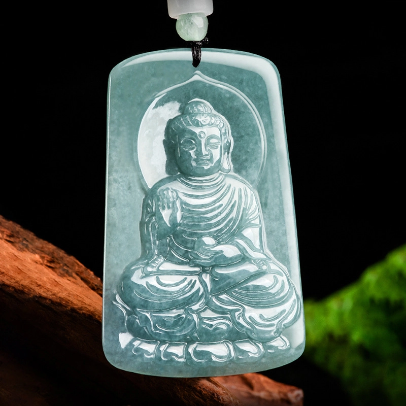 彗时 蓝水十二生肖佛大日如来精工雕刻温润新中式国风冰透 好运轻奢高级感 糯种 翡翠项链 男女同款情侣款