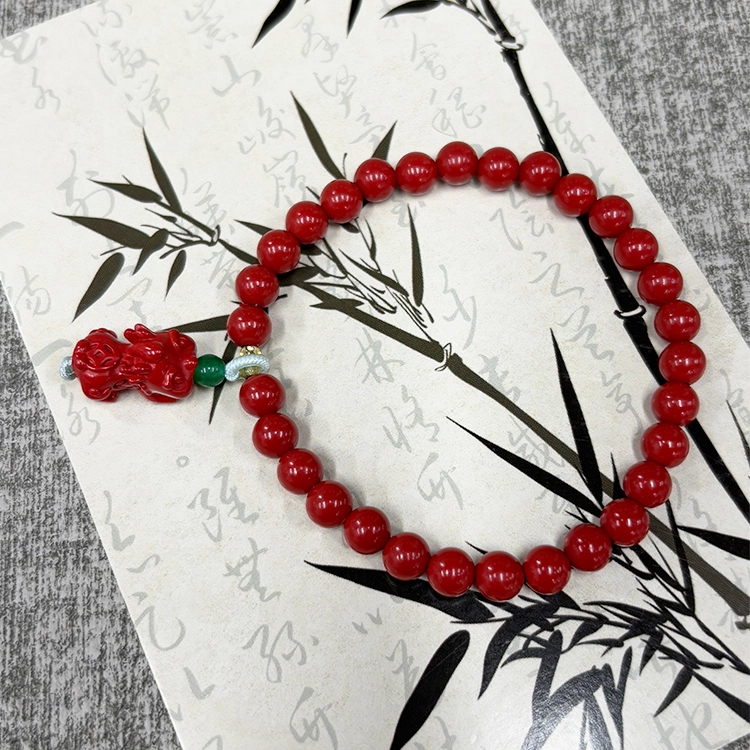 福润莱 貔貅宝宝转运珠手饰 本命年招财纳福新中式国风国潮经典复古传统元素设计珠宝首饰#好运 再造辰砂朱砂 手串 男女同款情侣款
