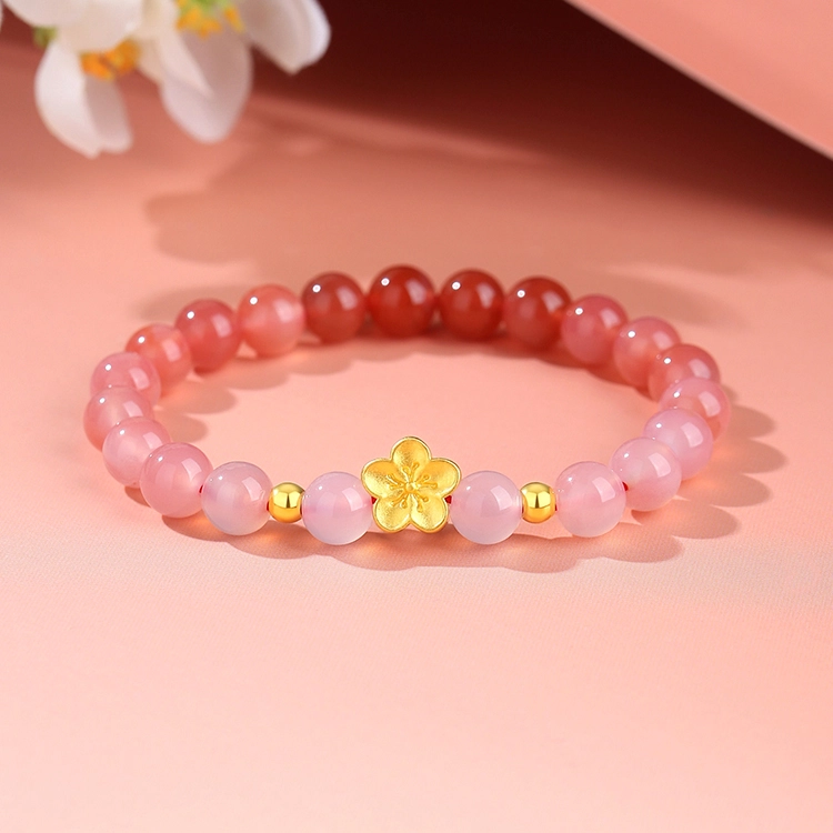 福润莱 桃花渐变轻奢小众设计高级感 足金 按克计价 手串 男女同款情侣款