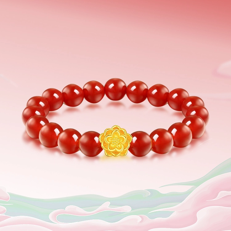 福润莱 莲花连连好运手饰送女生轻奢时尚流行简约设计高级感珠宝精致小众富贵 足金 按克计价 黄金手串 男女同款情侣款 礼物礼盒