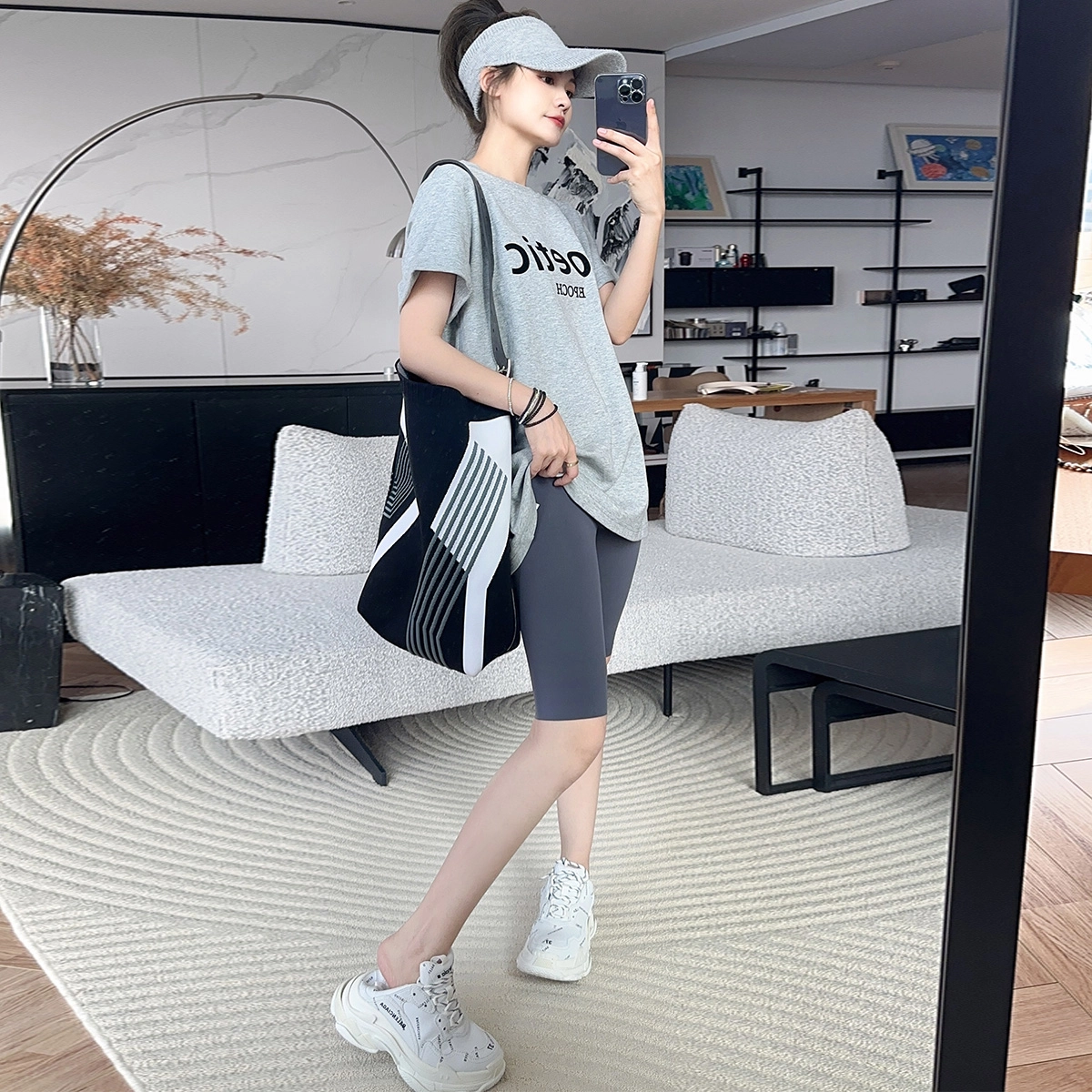 美洋 裸感骑行裤 纯色高腰速干修身直筒短裤吸湿哑光五分裤 女款
