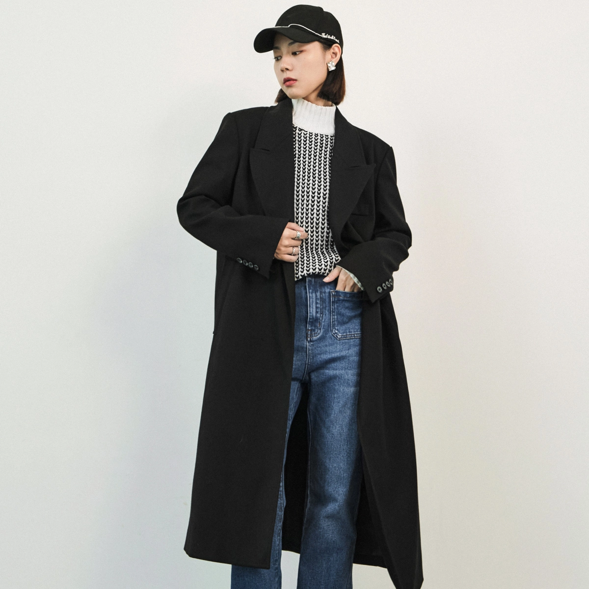 美洋 贝克曼西装飒爽英伦翻领纯色翻领长款风衣 女款