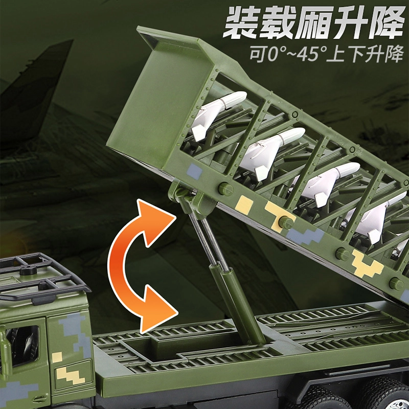 驰誉车玩 无人机发射车 救援车 合金车模 亮灯响声 回力行驶 车门可开 成品模型