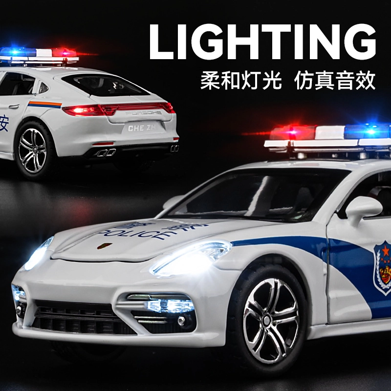驰誉车玩 帕拉梅拉 合金车模 亮灯响声 回力行驶 车门可开 收藏摆件 成品模型