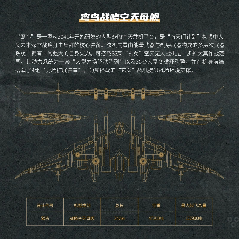 驰誉车玩 玄女 白帝 空天战机 南天门计划脉冲炮可装卸 机翼折叠 合金 成品模型