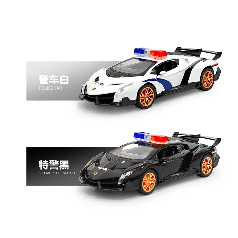 驰誉车玩 兰博 毒药 合金车模 亮灯响声 回力行驶 车门可开 收藏摆件 成品模型