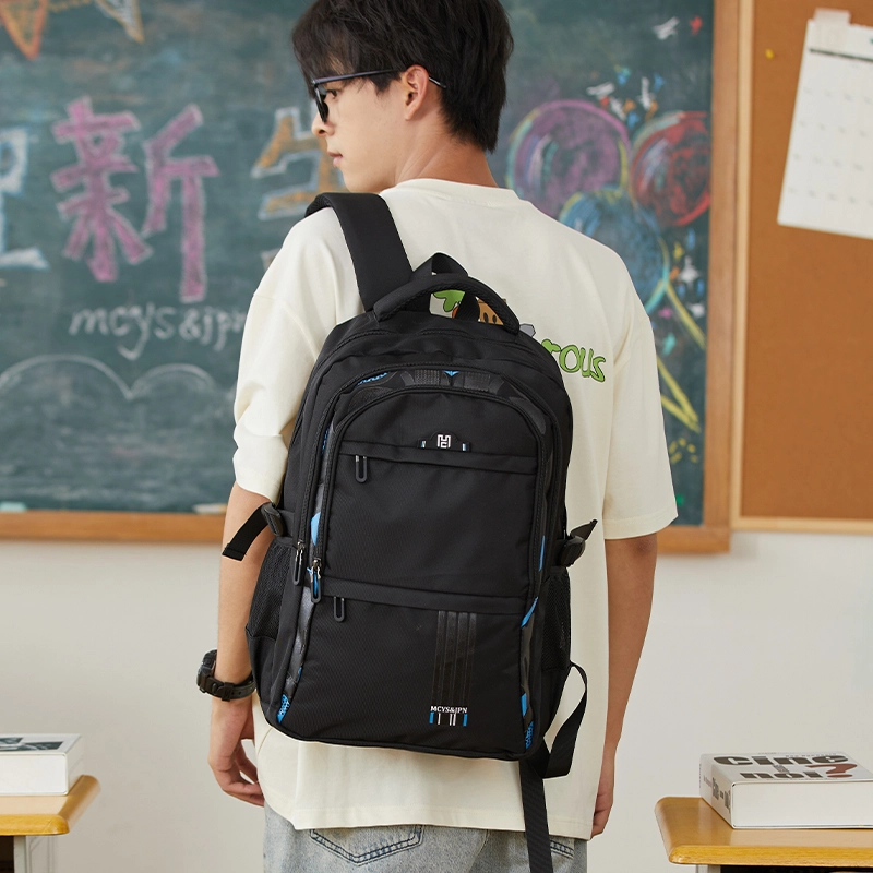 木村耀司 休闲简约百搭大容量牛津纺通勤潮流多功能旅游双肩包旅行包电脑包背包 男女同款 藏青蓝黑