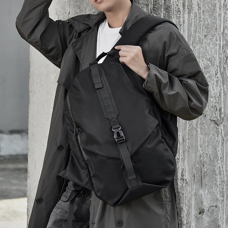 木村耀司 休闲运动简约百搭大容量通勤潮流多功能旅游运动多口袋 尼龙 电脑包双肩包 男款 黑色