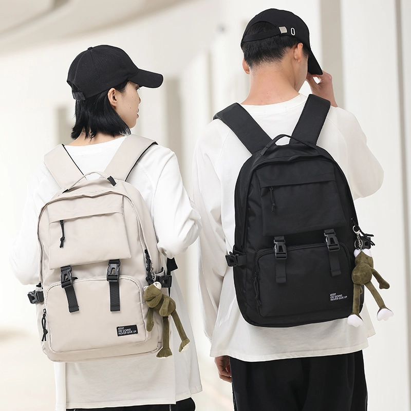 木村耀司 休闲简约大容量初高中大学生上班通勤多功能 牛津纺 双肩包书包旅行包电脑包背包 男女 酒红色/黑色/浅卡色 常规
