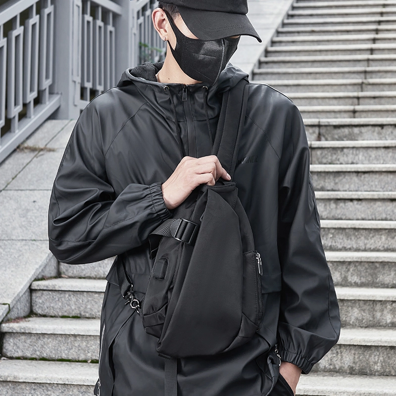 木村耀司 休闲百搭便捷双侧插袋 牛津纺 胸包 男女通用 黑色/迷彩黑