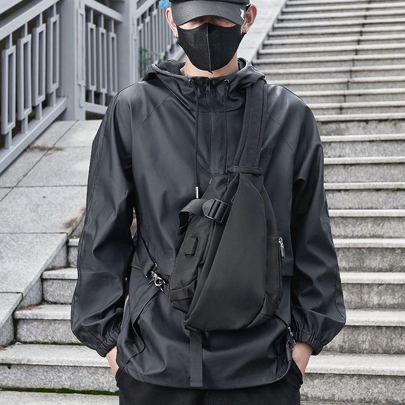 木村耀司 休闲百搭便捷双侧插袋 牛津纺 胸包 男女通用 黑色/迷彩黑
