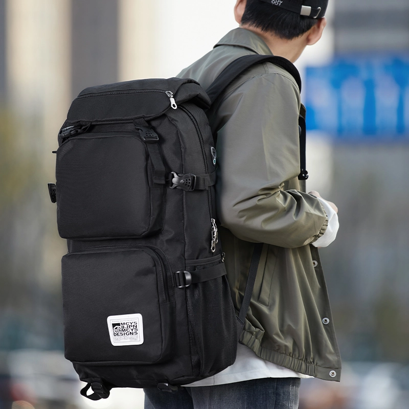 木村耀司 大容量主仓收纳副仓商务初中高中大学生 牛津纺 旅行包电脑包登山包书包背包双肩包 常规 男款 黑色
