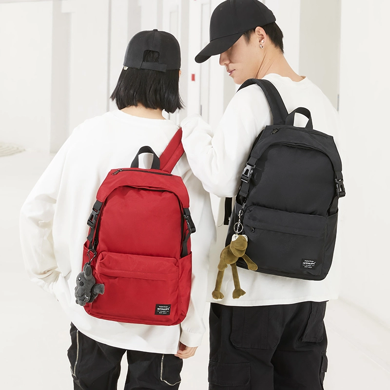 木村耀司 休闲运动简约百搭大容量通勤潮流多功能旅游运动多口袋 牛津纺 电脑包旅行包背包双肩包 男女同款 黑色/红色 大号