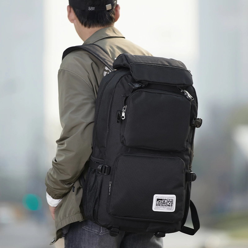 木村耀司 大容量主仓收纳副仓商务初中高中大学生 牛津纺 旅行包电脑包登山包书包背包双肩包 常规 男款 黑色