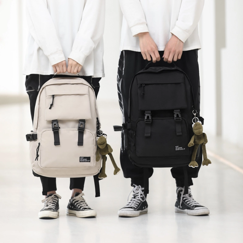 木村耀司 休闲简约大容量初高中大学生上班通勤多功能 牛津纺 双肩包书包旅行包电脑包背包 男女 酒红色/黑色/浅卡色 常规