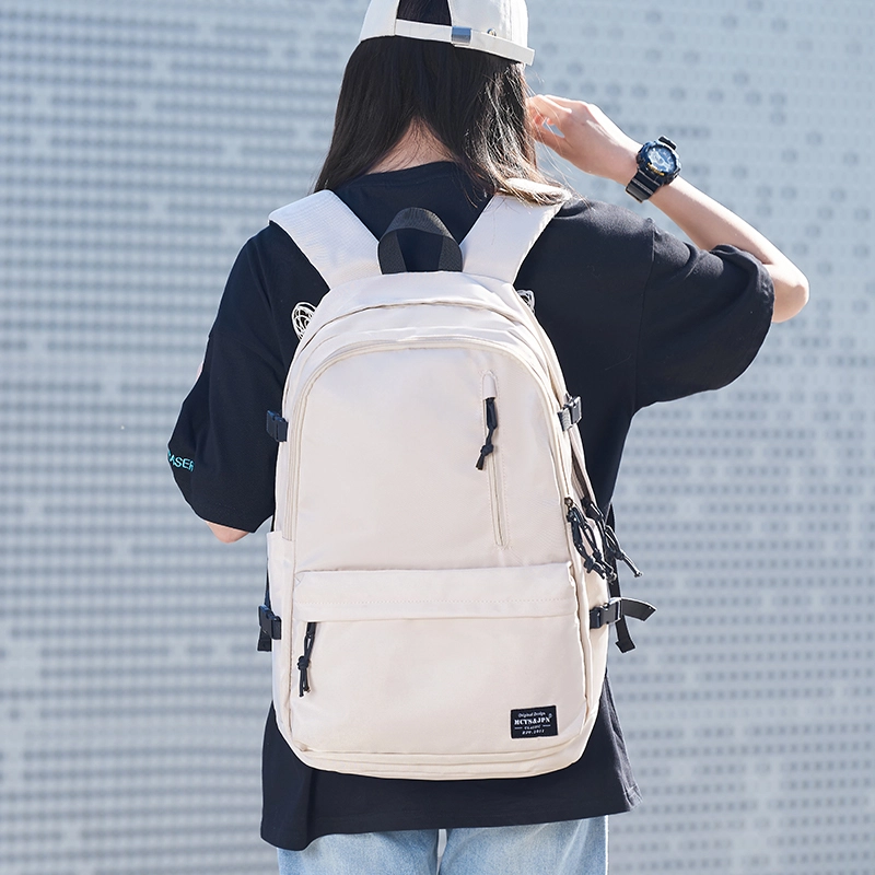 木村耀司 休闲简约百搭大容量初高中大学生通勤多功能旅游 牛津纺 双肩包书包旅行包电脑包背包 大号 女款红色/卡其色/黑色