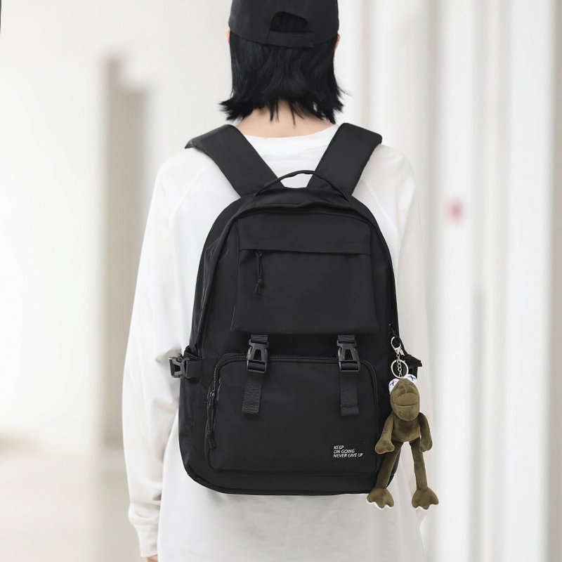 木村耀司 休闲简约大容量初高中大学生上班通勤多功能 牛津纺 双肩包书包旅行包电脑包背包 男女 酒红色/黑色/浅卡色 常规