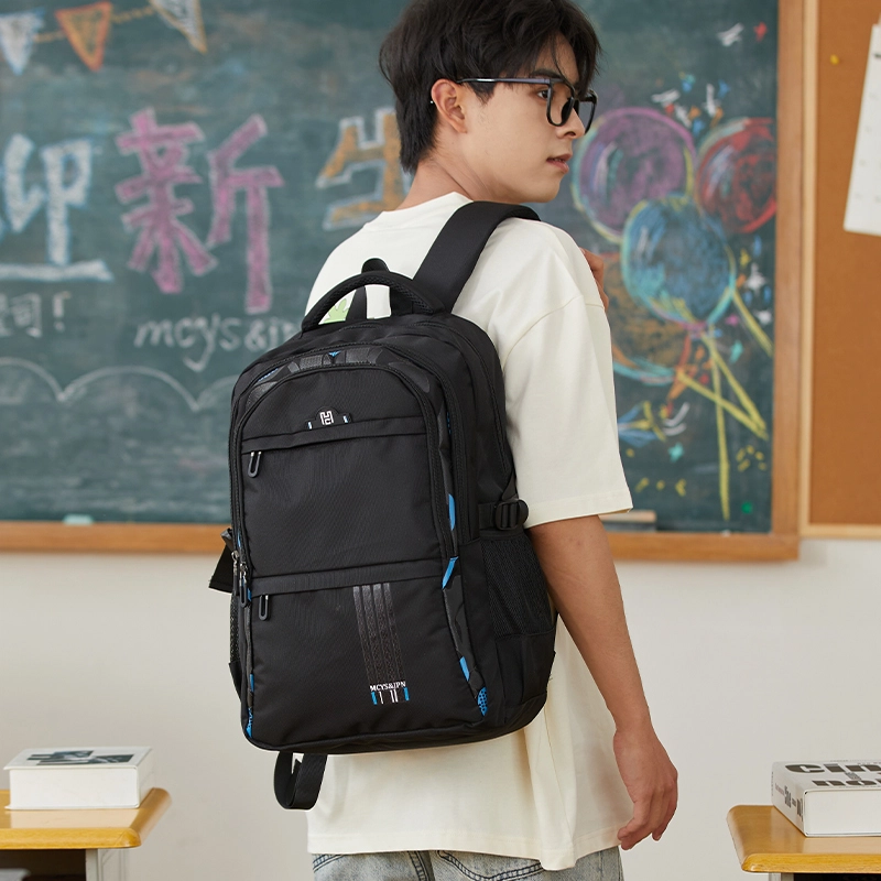 木村耀司 休闲简约百搭大容量牛津纺通勤潮流多功能旅游双肩包旅行包电脑包背包 男女同款 藏青蓝黑