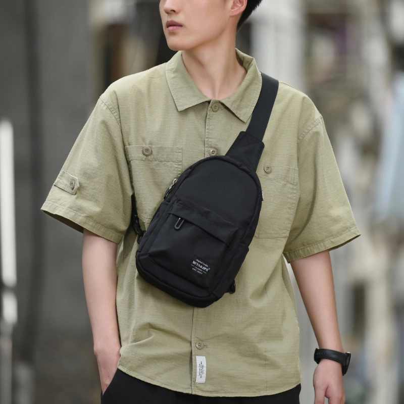 木村耀司 休闲百搭时尚轻巧便捷双侧插袋 牛津纺 胸包单肩包斜挎包挎包 男款 黑色/迷彩黑