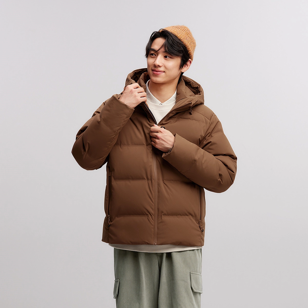 森马 防水肌理感连帽长袖时尚百搭羽绒服 男款