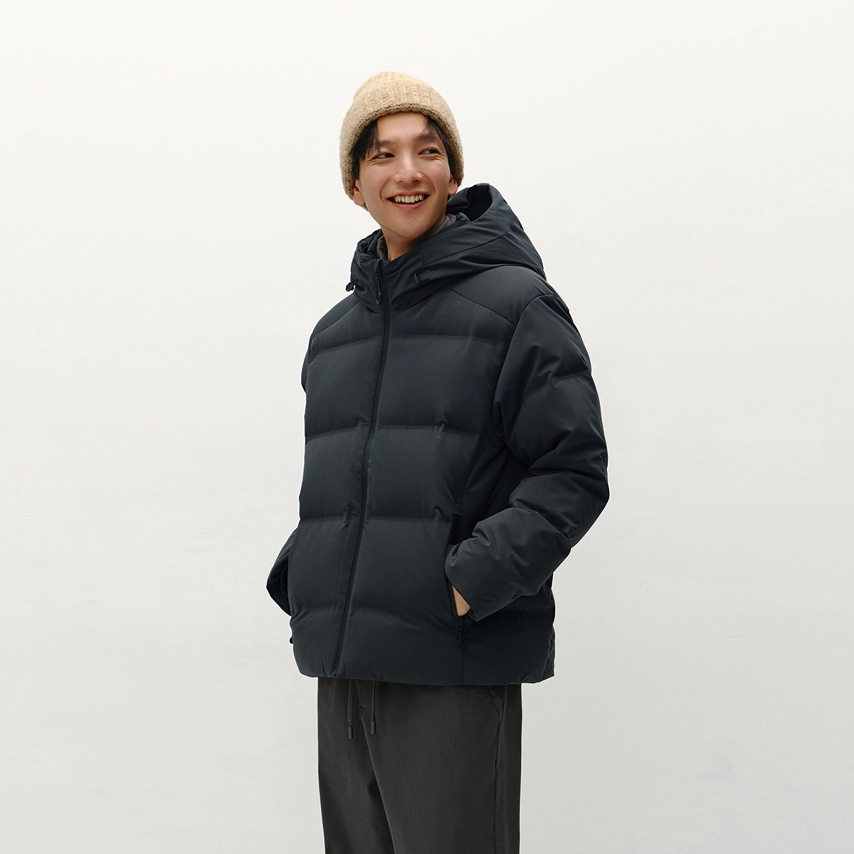 森马 防水肌理感连帽长袖时尚百搭羽绒服 男款