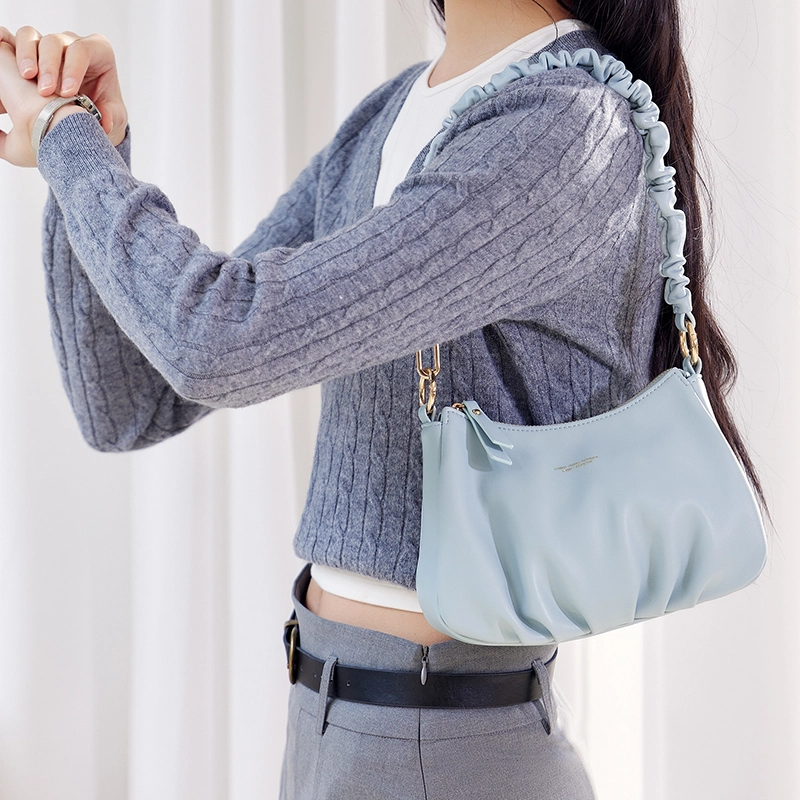 森马 温柔时尚质感单肩包 织物拼尼龙 精致休闲通勤斜挎包 女款