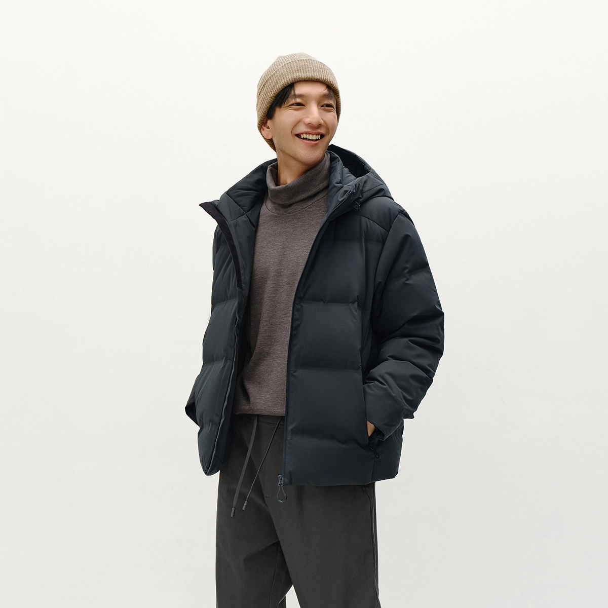 森马 防水肌理感连帽长袖时尚百搭羽绒服 男款