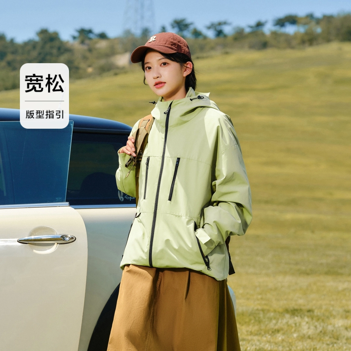 森马 户外三防宽松连帽插肩袖大口袋工装夹克外套 男款