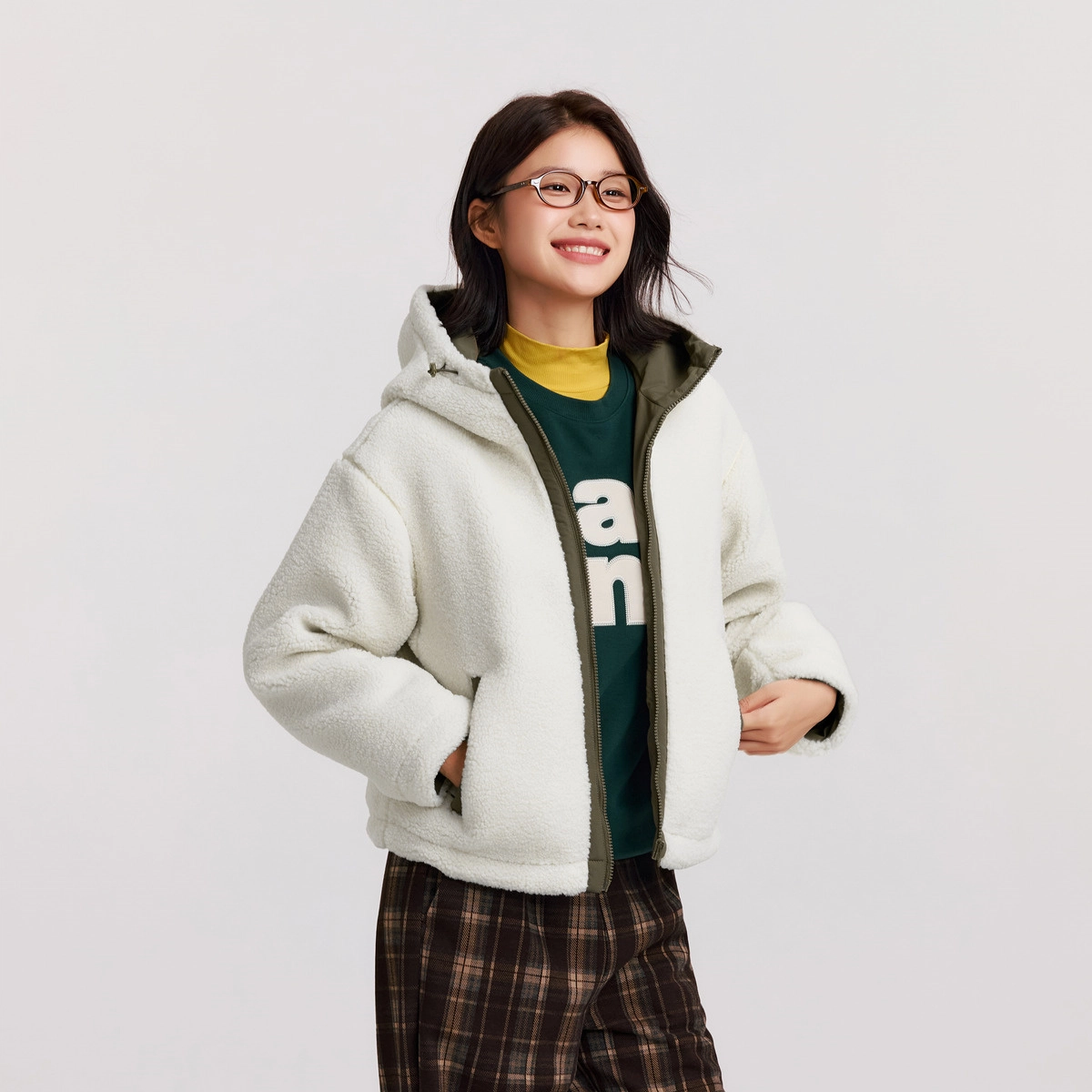森马 纯色连帽宽松撞色长袖夹克外套 女款