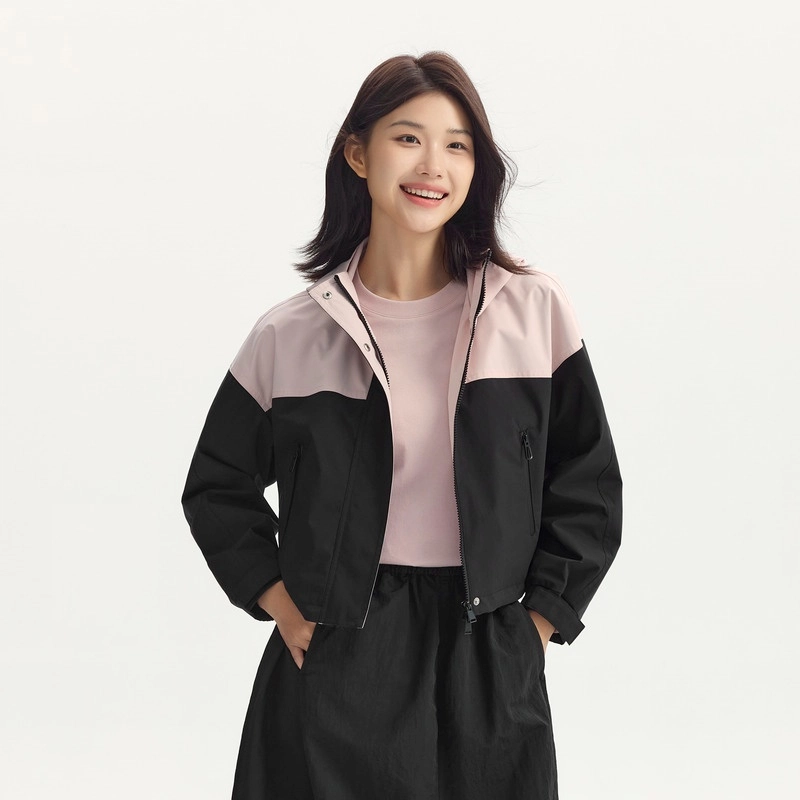 森马 连帽落肩短款三防夹克外套 女款