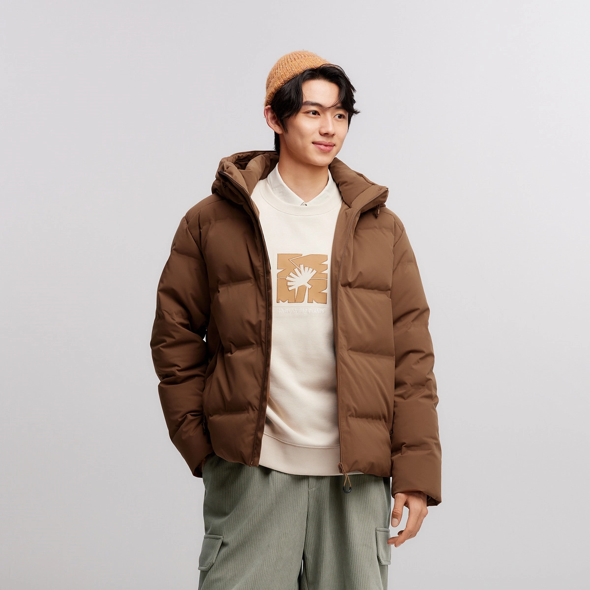 森马 防水肌理感连帽长袖时尚百搭羽绒服 男款