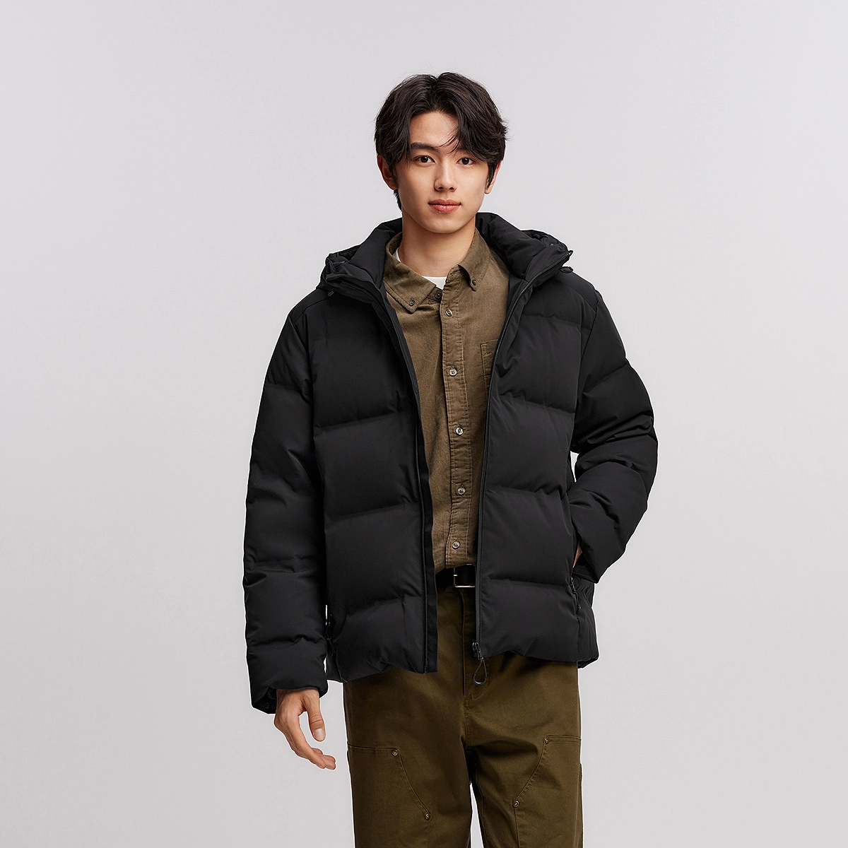森马 防水肌理感连帽长袖时尚百搭羽绒服 男款