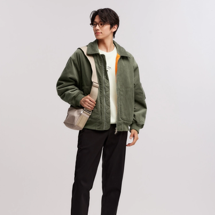 森马 灯芯绒肌理感飞行员加厚棉服 男款