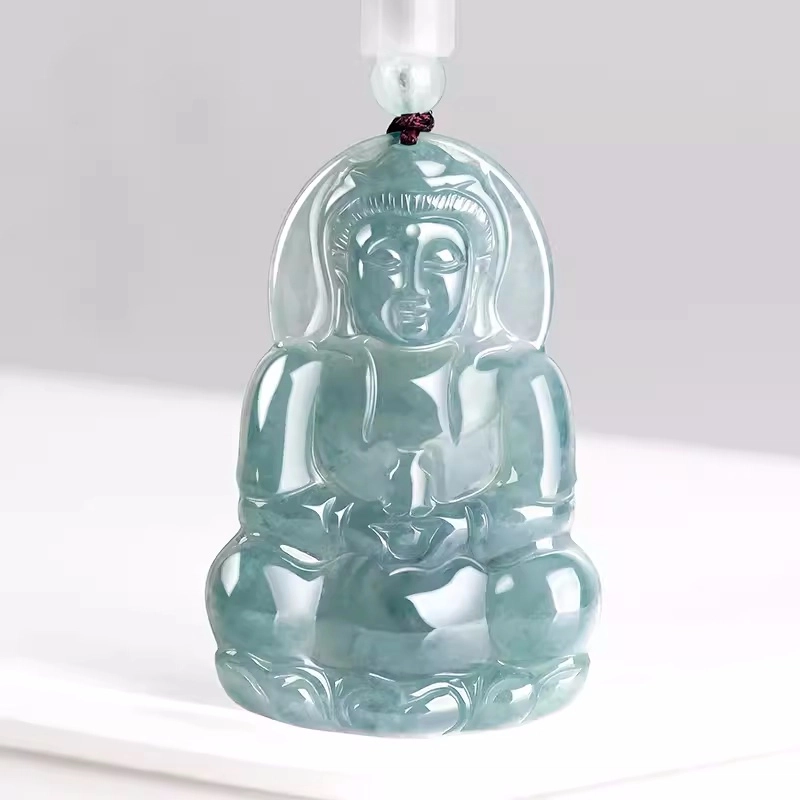 静汝玉 蓝水厚观音 冰种 翡翠吊坠 男女同款情侣款