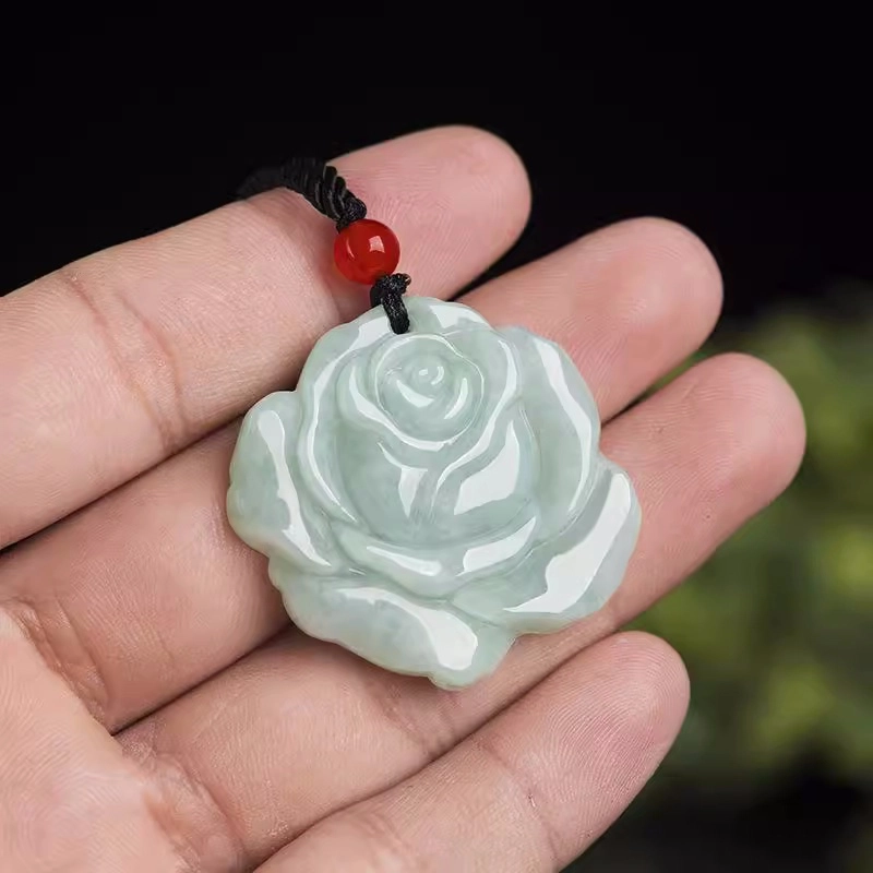 静汝玉 玫瑰花挂件花件玉坠 糯种 吊坠 女款
