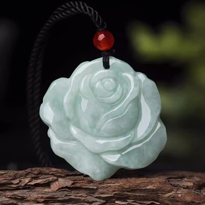 静汝玉 玫瑰花挂件花件玉坠 糯种 吊坠 女款