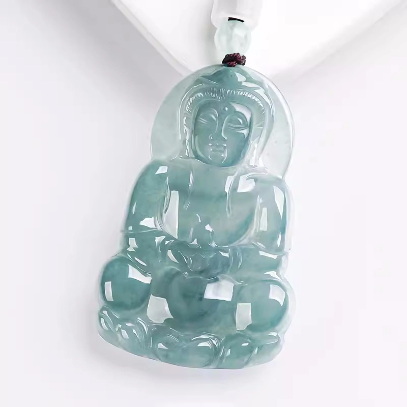 静汝玉 蓝水厚观音 冰种 翡翠吊坠 男女同款情侣款