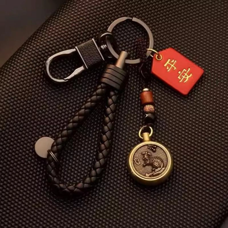 老作坊 国潮新中式 暴富好运福气满满 平平安安 复古民族风 小众百搭 黄铜 钥匙扣 男女同款情侣款