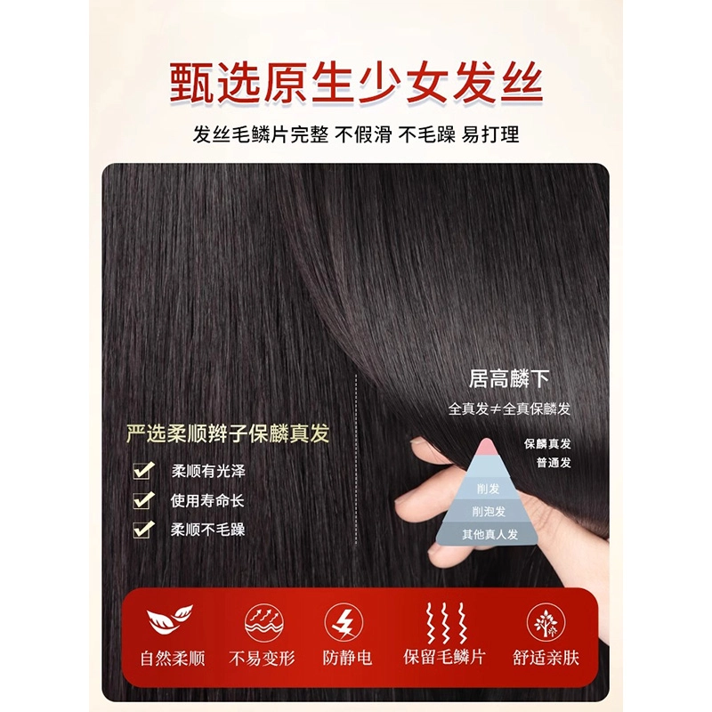 晚晚风 中分刘海假发片 轻薄无痕遮白发蓬松增发量 自然色/摩卡棕