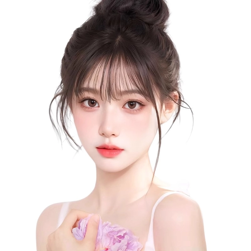 晚晚风 法式刘海假发片 头顶补发前额隐形蓬松颅顶真发发际线 自然色/摩卡棕