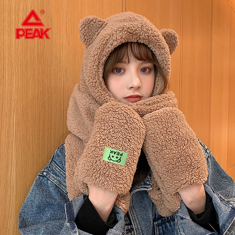 匹克 小熊 三合一 一体保暖毛绒 其他帽子 女款