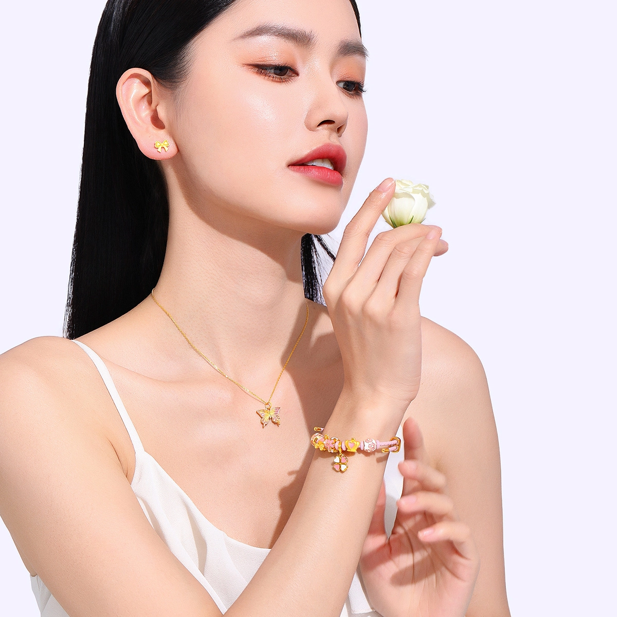 壹仟俩 爱心皇冠手绳 精致轻奢优雅小众高级感 足金 按克计价 黄金手链 女款