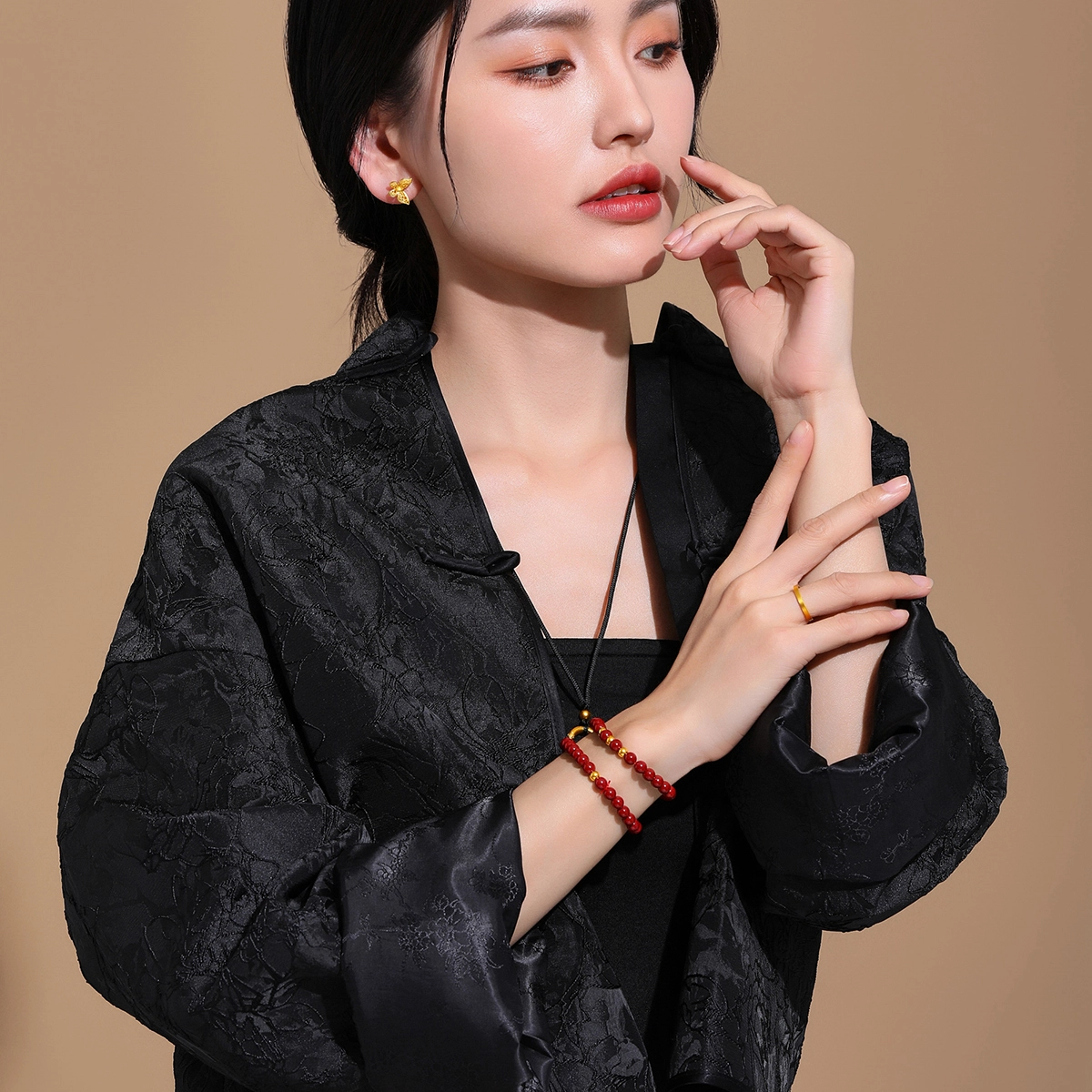 壹仟俩 诸事顺利 国潮新中式复古转运 足金 一口价 黄金手串 女款