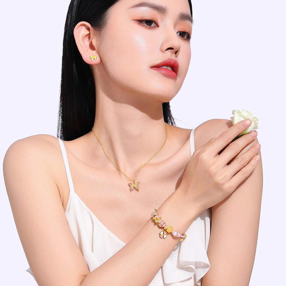 壹仟俩 爱心皇冠手绳 精致轻奢优雅小众高级感 足金 按克计价 黄金手链 女款