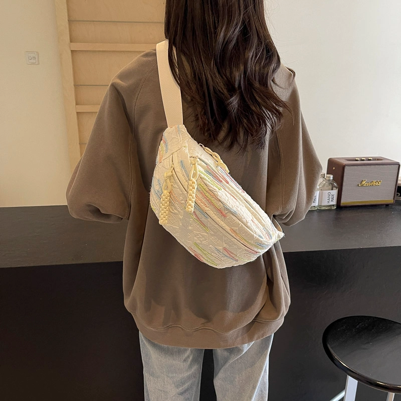 醇龙 高颜值简约时尚 尼龙布 胸包 男女同款情侣款 米白/蓝/粉/咖/黑