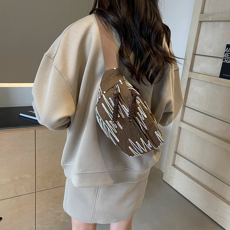 醇龙 高颜值简约时尚 尼龙布 胸包 男女同款情侣款 米白/蓝/粉/咖/黑