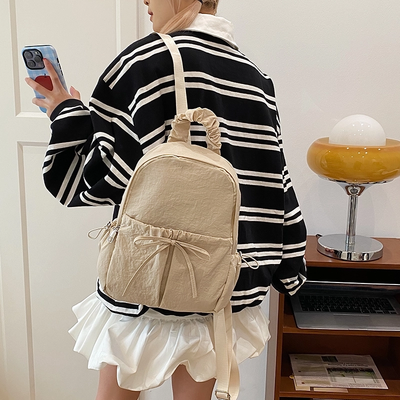 醇龙 时尚简约纯色百搭高级感 尼龙 双肩包 女款 多色