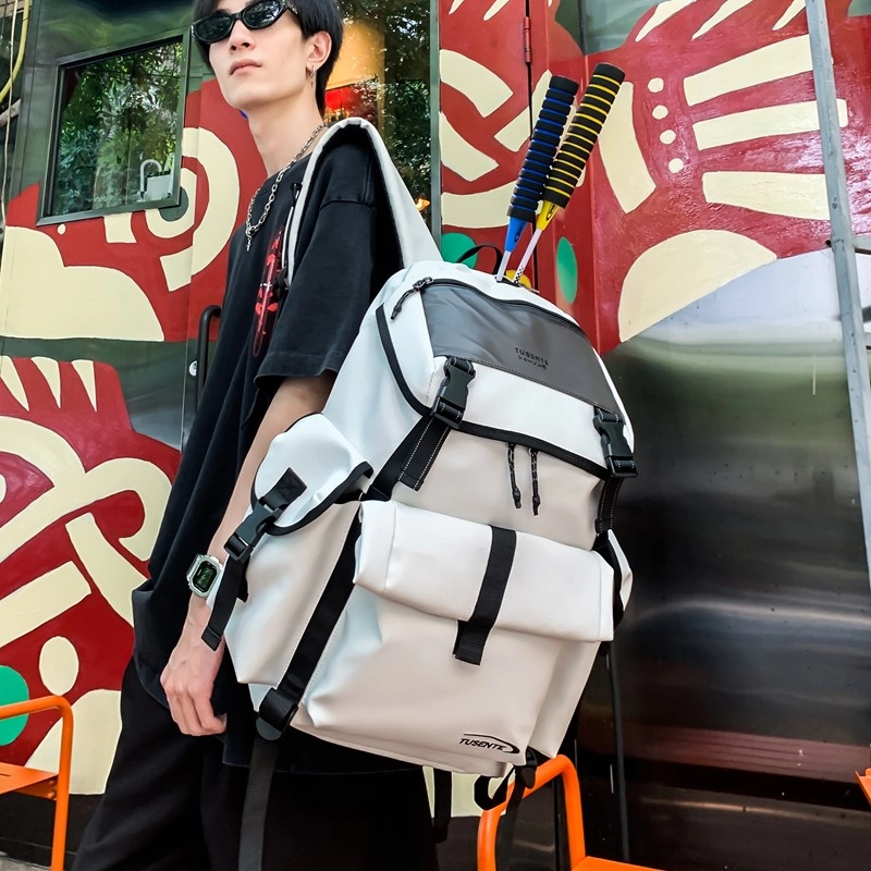 茵初 潮流简约时尚百搭 牛津布 背包双肩包 男女同款情侣款 黑色/白色/灰色
