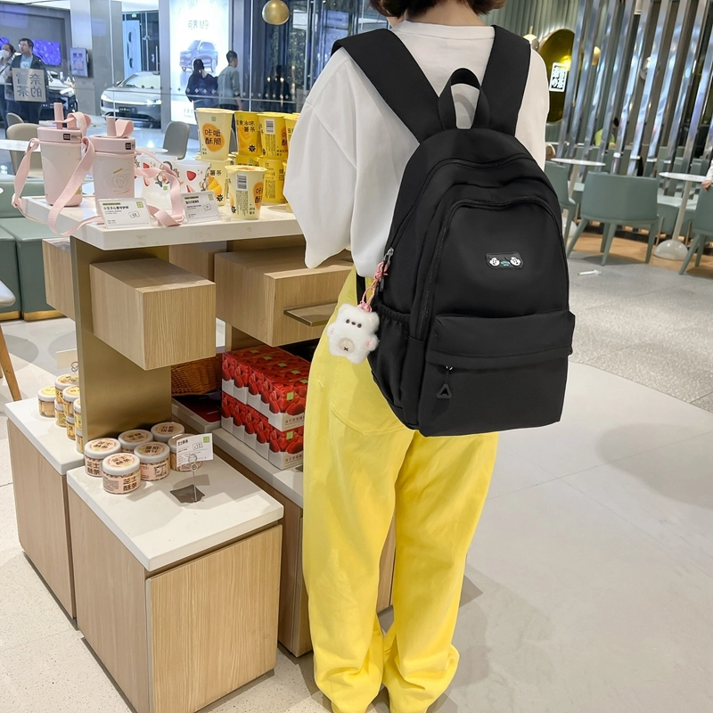 醇龙  尼龙男女通用百搭日系韩版双肩包大容量纯色 多色