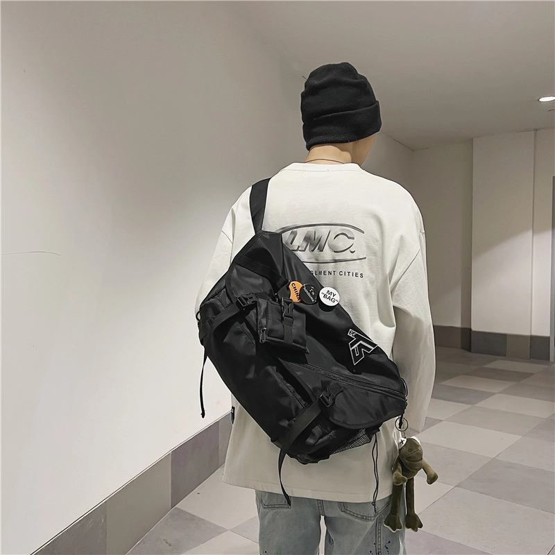 醇龙  尼龙男女通用黑色日系原创设计百搭大容量斜挎包单肩包